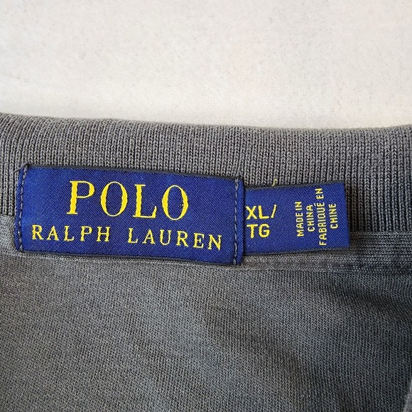 Polo Ralph Lauren Men Polo Shirt XL Classic‎ Fit Gray Cotton Embroidered Pony - Picture 3 of 9